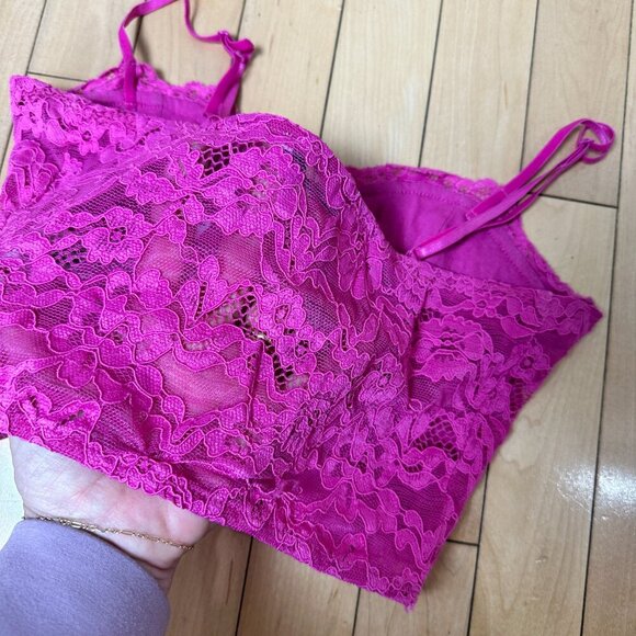 ZARA Hot Pink Lace Corset Bralette Bra Top Crop Top Size Small - Picture 5 of 8